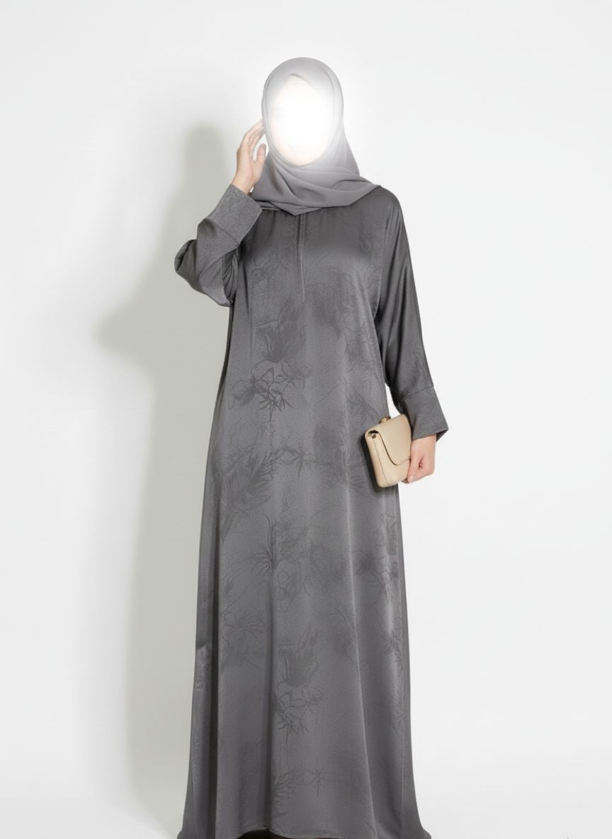 Taupe Elegance Textured Closed Abaya